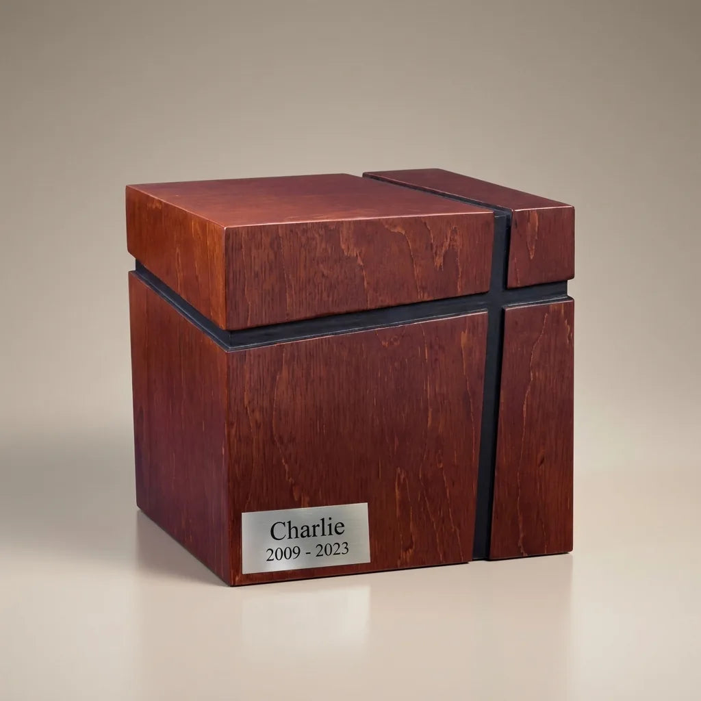 Wood Cube Urn