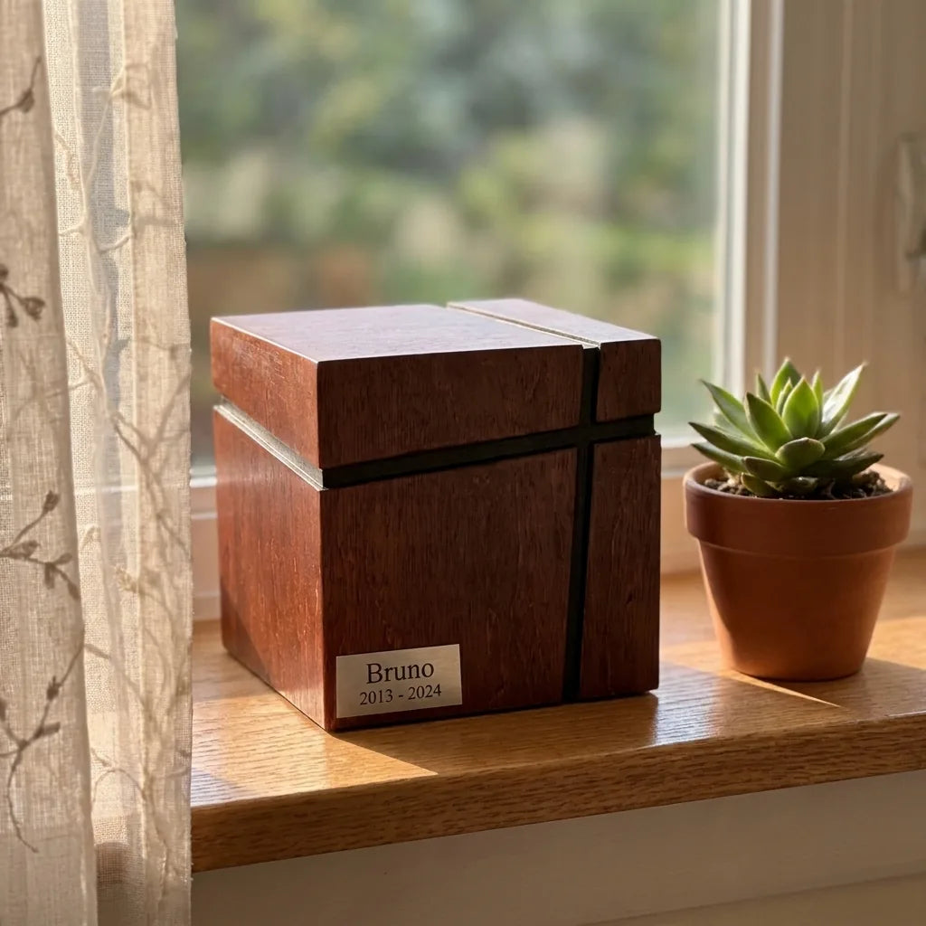 Wood Cube Urn